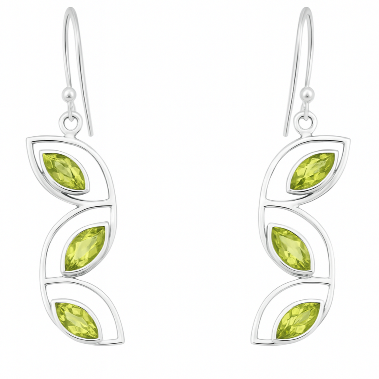 Peridot Cascading Leaves Sterling Earrings