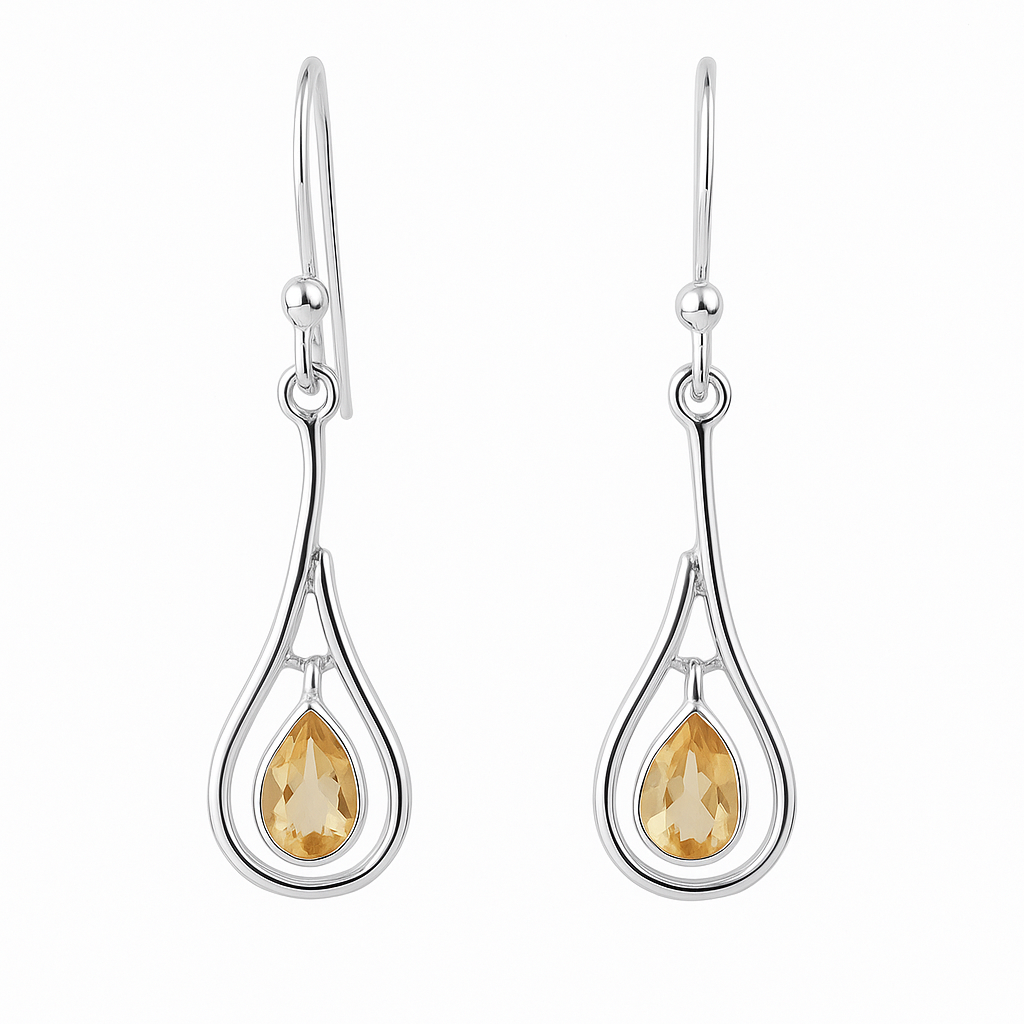 Citrine Sterling Silver Dangle Earrings - New Earth Gifts
