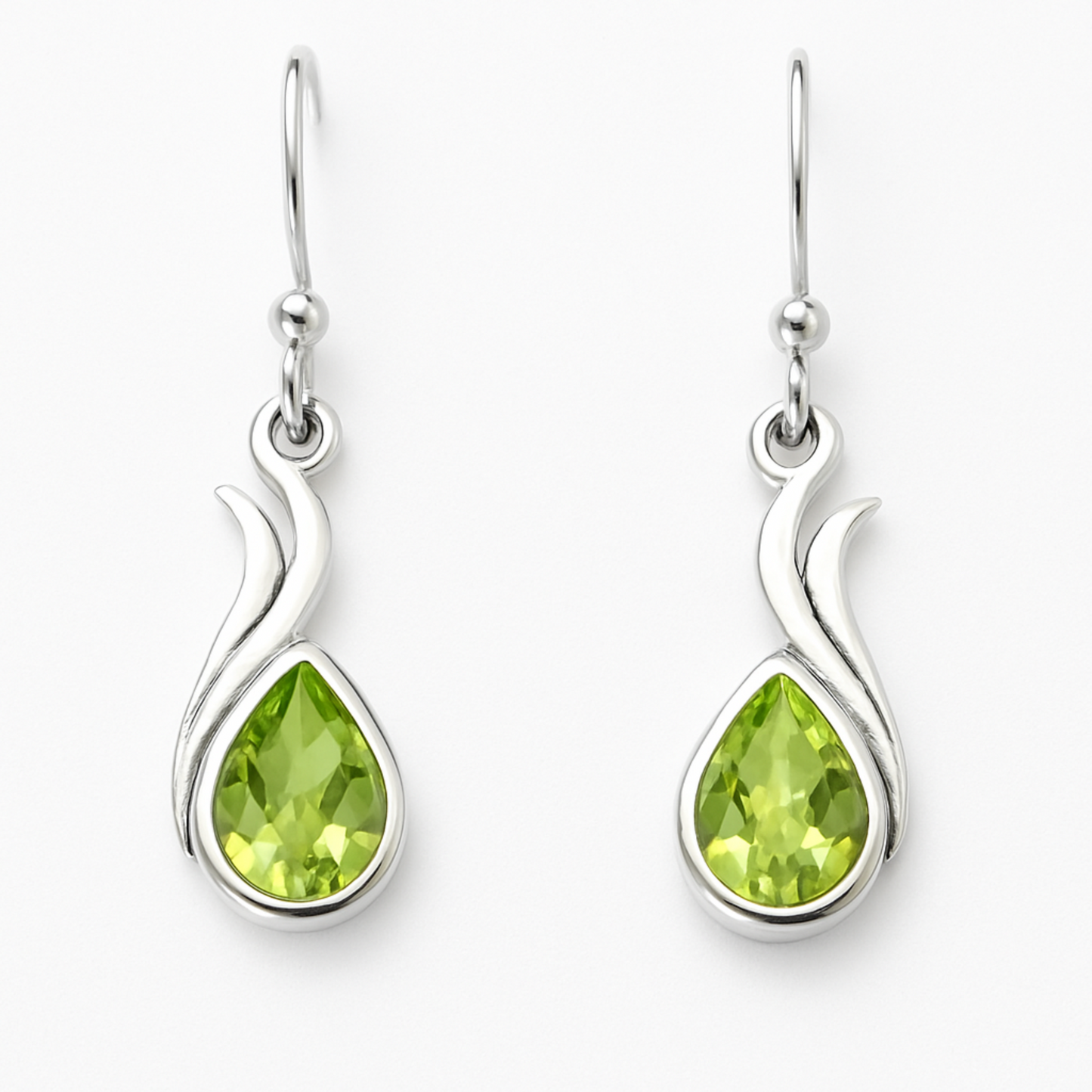 Peridot Faceted Dew Drop Sterling Earrings | New Earth Gifts