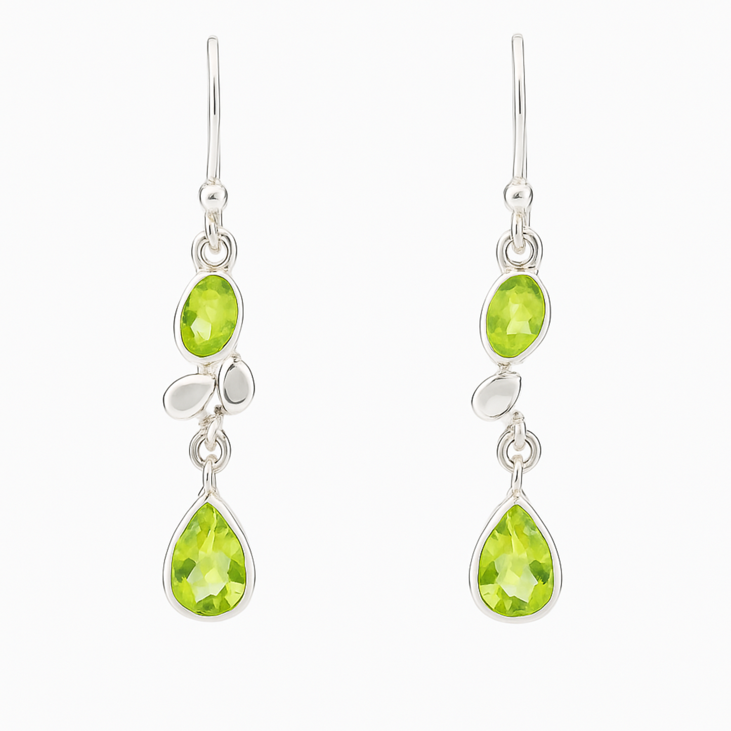 Sterling Peridot Double Drop Style Earrings