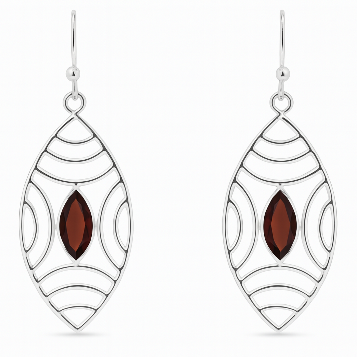 Sterling Garnet Faceted Abstract Earrings - New Earth Gifts