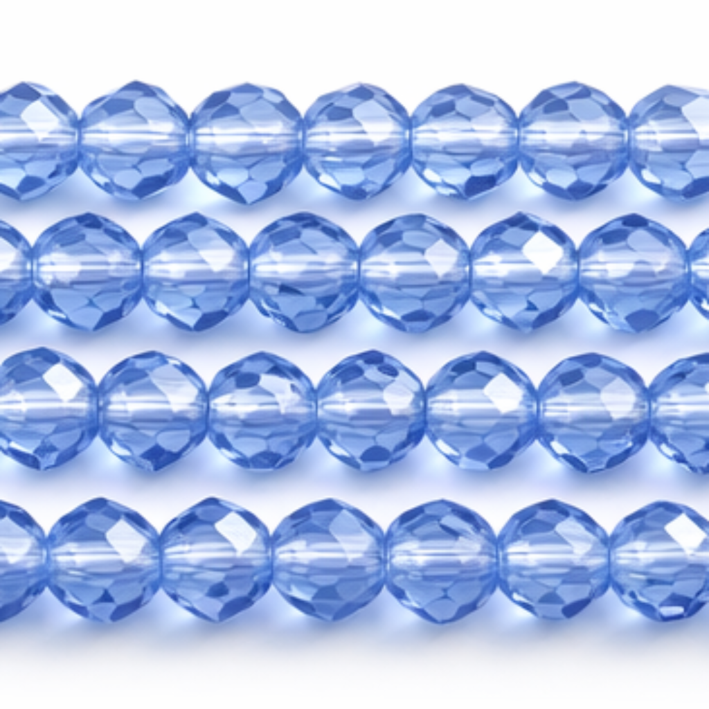 Crystal Faceted Round Beads 4mm Light Blue - New Earth Gifts and Beads
