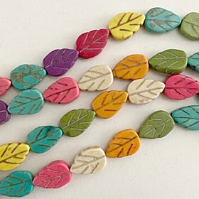 Magnesite Leaf Shape Beads Assorted Colors | New Earth Gifts