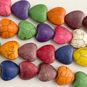 Magnesite Puff Heart Beads Assorted Colors | New Earth Gifts