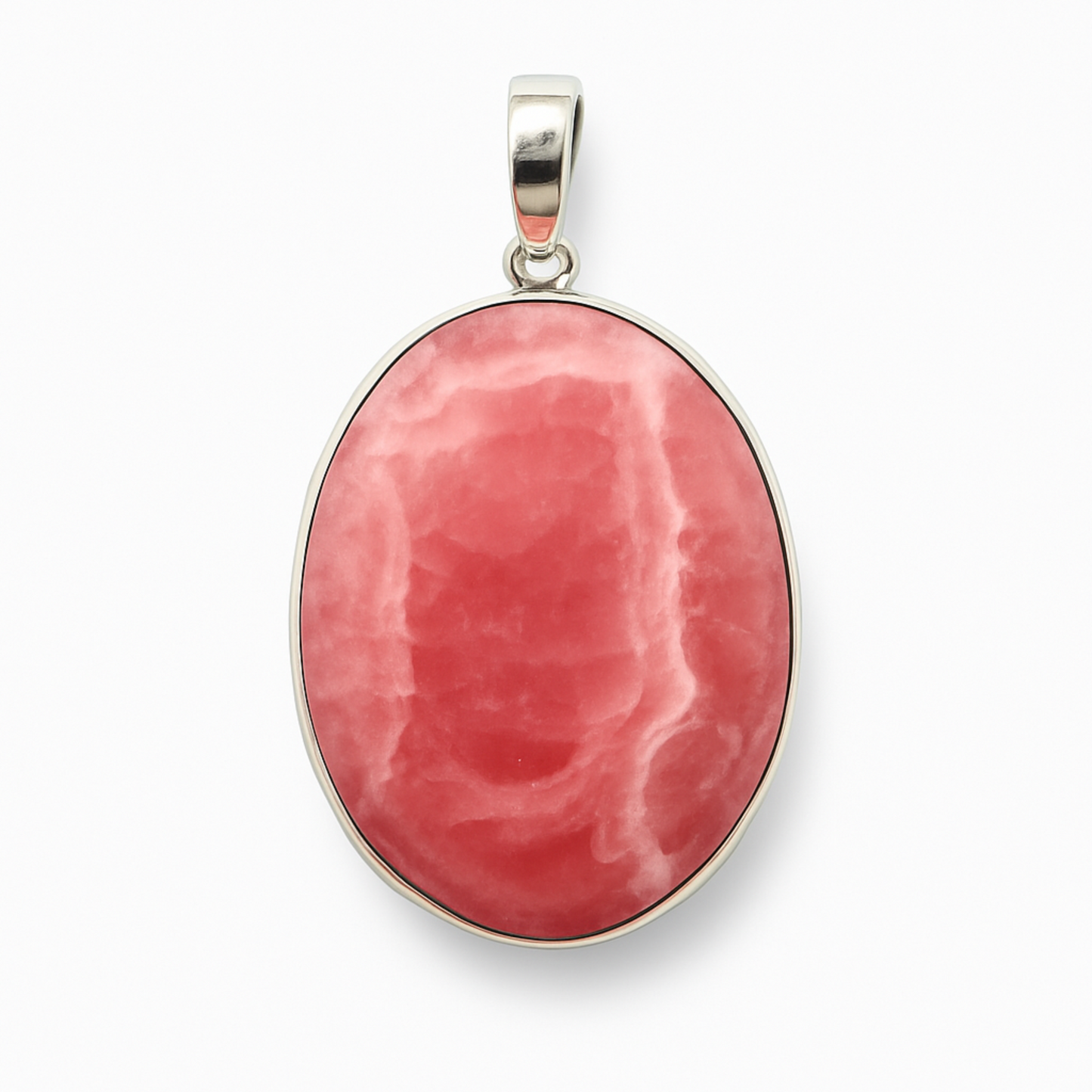 Rhodochrosite Classic Oval Sterling Pendants - New Earth Gifts