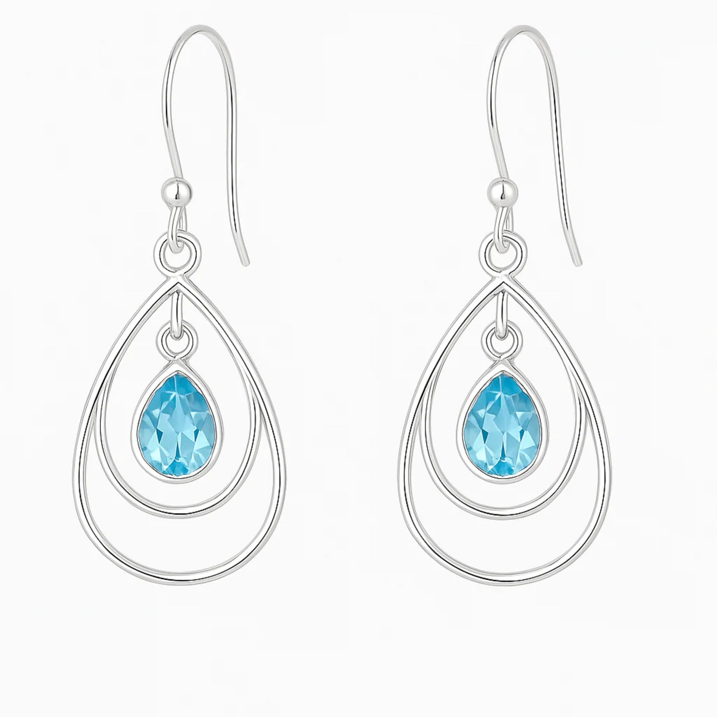 Blue Topaz Faceted Earrings Sunny Day Design - New Earth Gifts