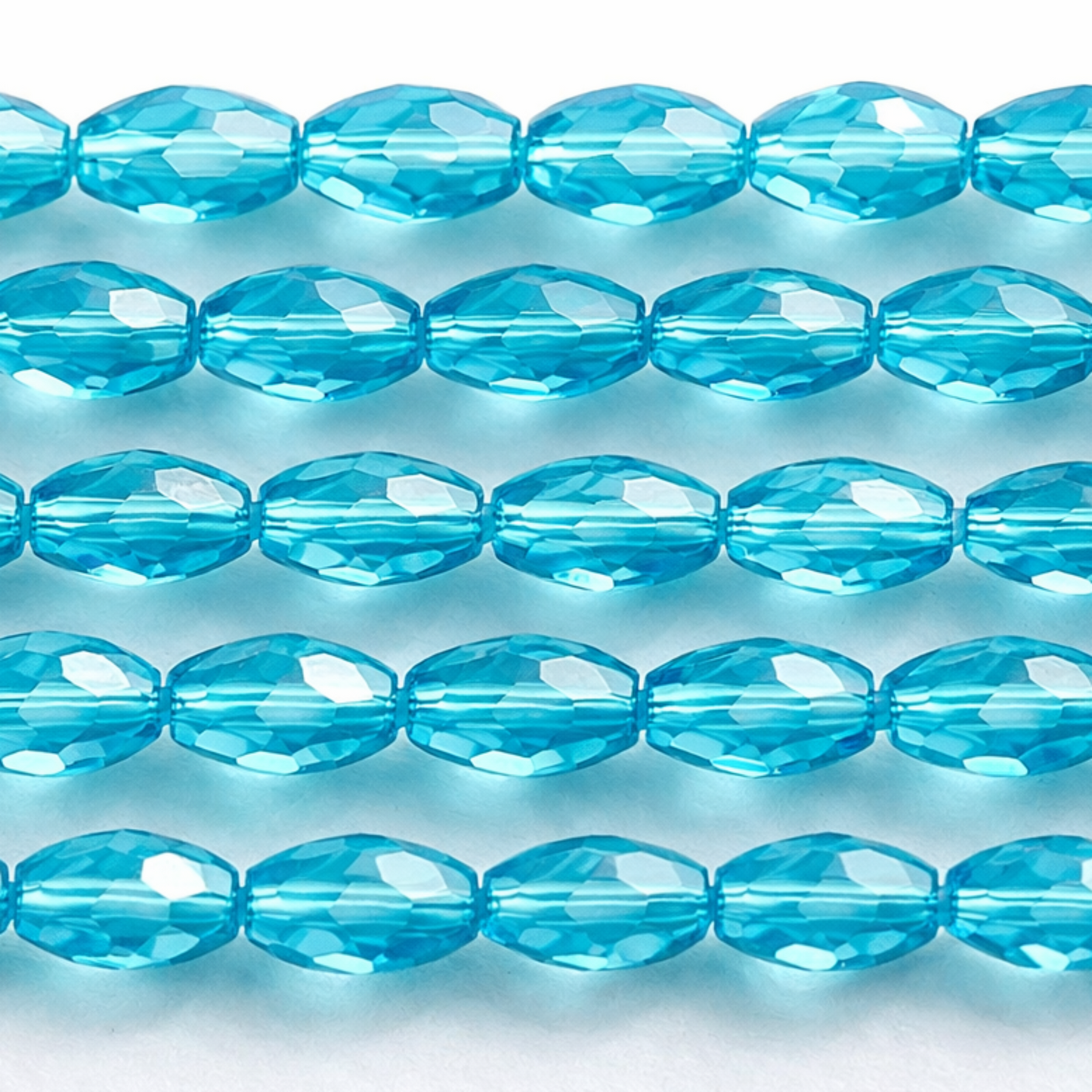 Crystal Faceted Rice Beads – 4mm Blue Glass