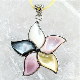 Mother of Pearl Inlay Floral Pendant | New Earth Gifts