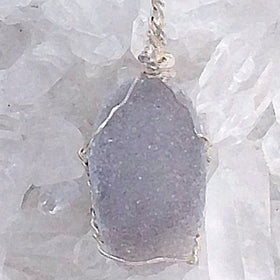 Agate Druzy Pendant - Gray Agate Slice - New Earth Gifts