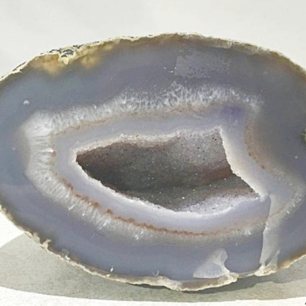 Agate Geode with Fine Gray Crystals - New Earth Gifts