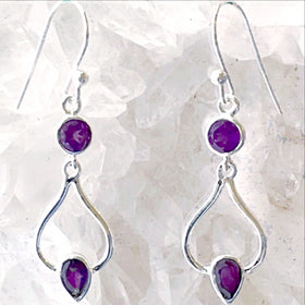 Sterling Silver Amethyst Dangle Earrings - New Earth Gifts