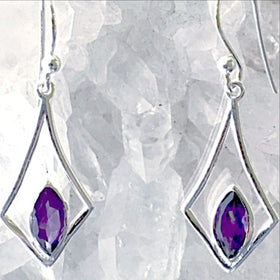 Amethyst Faceted Marquis Sterling Silver Earrings