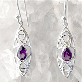 Amethyst Sterling Silver Earrings Abstract Style - New Earth Gifts