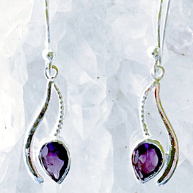 Amethyst Sterling Silver Dangle Earrings - Swinging Vine Style | New Earth Gifts