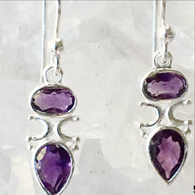 Amethyst Sterling Silver earrings - new earth gifts