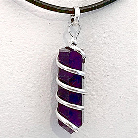 Spiral Wrapped Amethyst Pendant - New Earth Gifts
