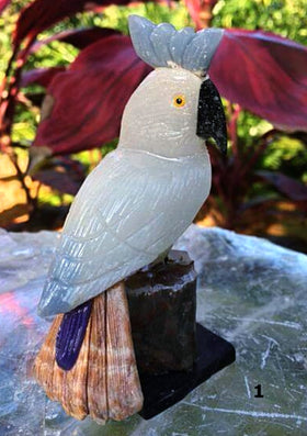 Gemstone Carvings of Peruvian Cockatoo | New Earth Gifts