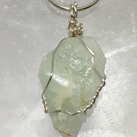 Aquamarine Natural Pendant Wire Wrap Reducing Stress | New Earth Gifts