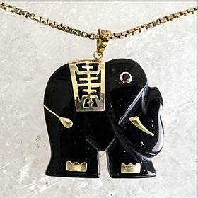 Elephant Black Onyx Pendant | New Earth Gifts