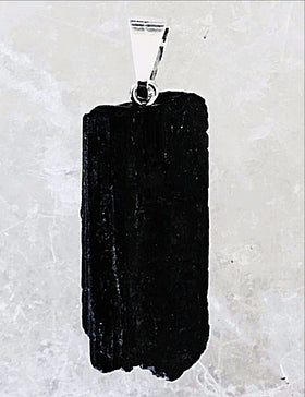 Black Tourmaline Natural Pendant with Bail - New Earth Gifts