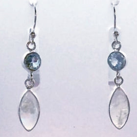 Moonstone Earrings with Blue Topaz Accents | New Earth Gifts