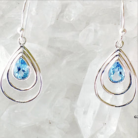 Blue Topaz Faceted Earrings Sunny Day Design - New Earth Gifts