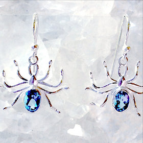 Sterling Blue Topaz Spider Earrings  - New Earth Gifts and Beads
