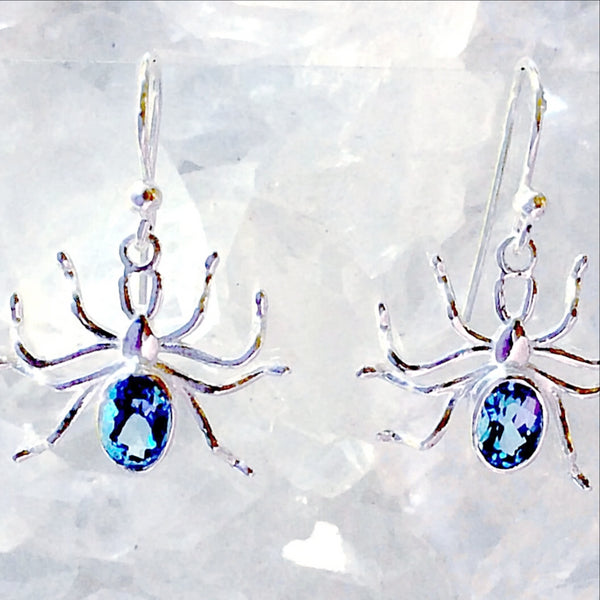 Sterling Blue Topaz Spider Earrings  - New Earth Gifts and Beads