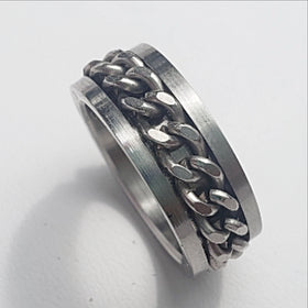 Stainless Steel Chain Spinner Ring - New Earth Gifts