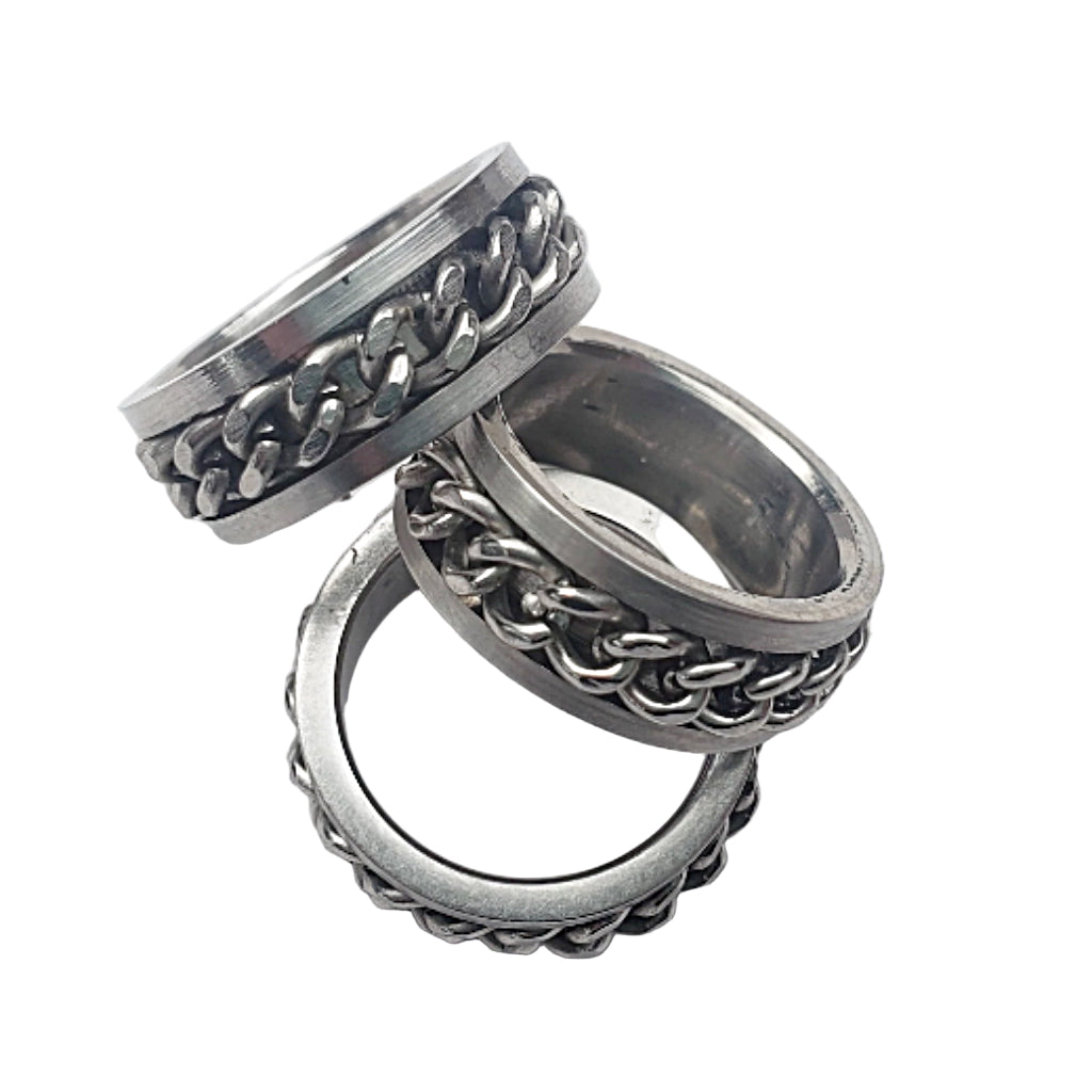 Stainless Steel Chain Spinner Ring - New Earth Gifts