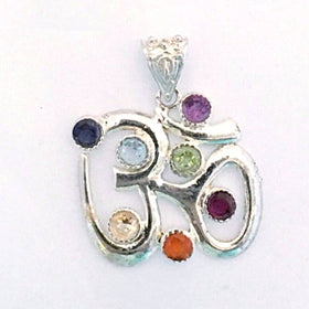 Om Pendant with 7 Chakra Stones - New Earth Gifts