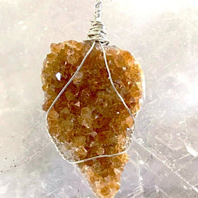 Citrine Druzy XL Natural Heart Pendant - New Earth Gifts