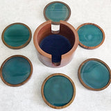 Agate Coaster 7 Piece Teal Set | New Earth Gifts
