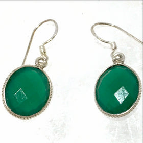 Emerald Sterling Silver Earrings- New Earth Gifts