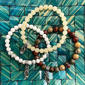 Beaded Gemstone Bracelets with Flip Flop Charm | New Earth Gifts