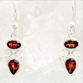 Sterling Garnet Faceted Goddess Earrings - New Earth Gifts