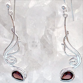 Sterling Garnet Faceted Angel Wings Earrings - New Earth Gifts