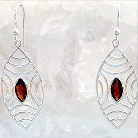 Sterling Garnet Faceted Abstract Earrings - New Earth Gifts