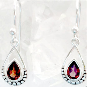 Garnet Faceted Dangle Sterling Sunrise Earrings- New earth gifts