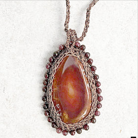 Agate Slice Pendant on Macrame Cord - New Earth Gifts