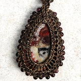 Jasper Pendant with Macrame Bezel and Cord  -New Earth Gifts