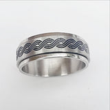Stainless Steel Spinner Ring-Helix Pattern - New Earth Gifts