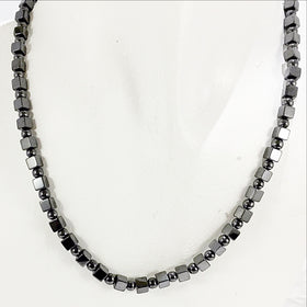 Hematite Necklace 4mm Round and Cube Beads - New Earth Gifts