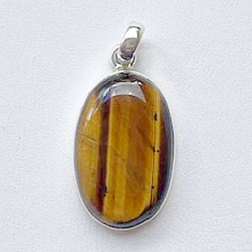 Tiger Eye Oval Sterling Pendant - New Earth Gifts