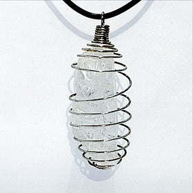 Ice Crystal Quartz Spiral Cage Pendant | New Earth Gifts