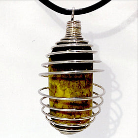 Bumblebee Jasper Spiral Cage Pendant | New Earth Gift