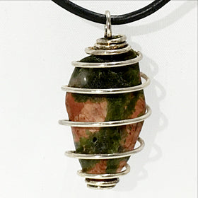 Unakite Spiral Cage Pendant | New Earth Gifts