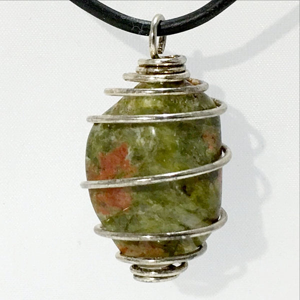 Unakite Spiral Cage Pendant | New Earth Gifts