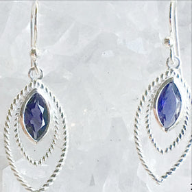 Iolite Sterling Silver Earrings Triple Marquis Styling - New Earth Gifts