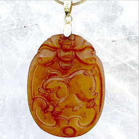 Jade Pendant Carved Boar from the Chinese Zodiac - New Earth Gifts
